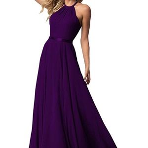 Plum halter top bridesmaid dress